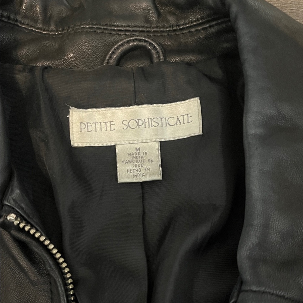 Petite Sophisticate Black Leather Jacket - Picture 2 of 3